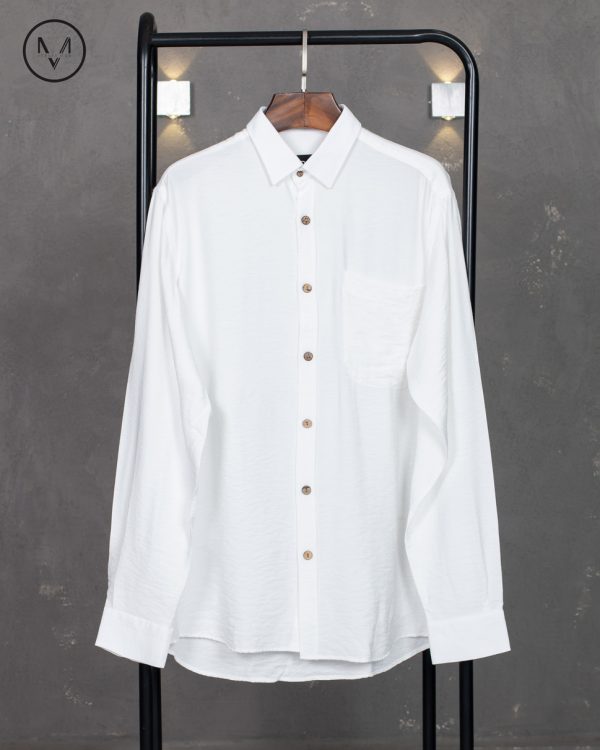 پیراهن تک جیب سفید 33105
